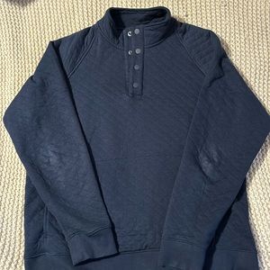 Eddie Bauer Mens Midweight Quarter Snap Mock Quilted Pullover - Navy - Medium
